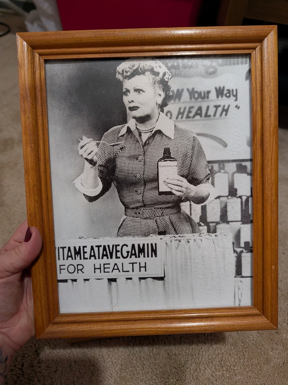I Love Lucy -Wood Frame Black & White Retro Wall Art